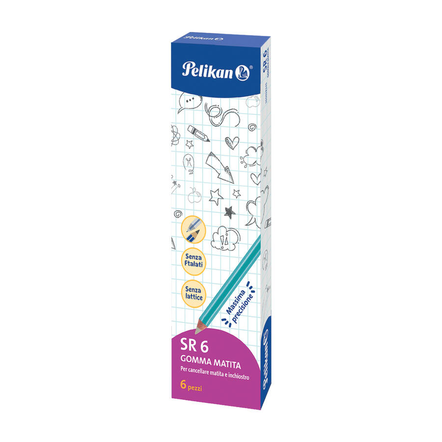 Gomma a Matita SR-6 PELIKAN - conf. 6 pz