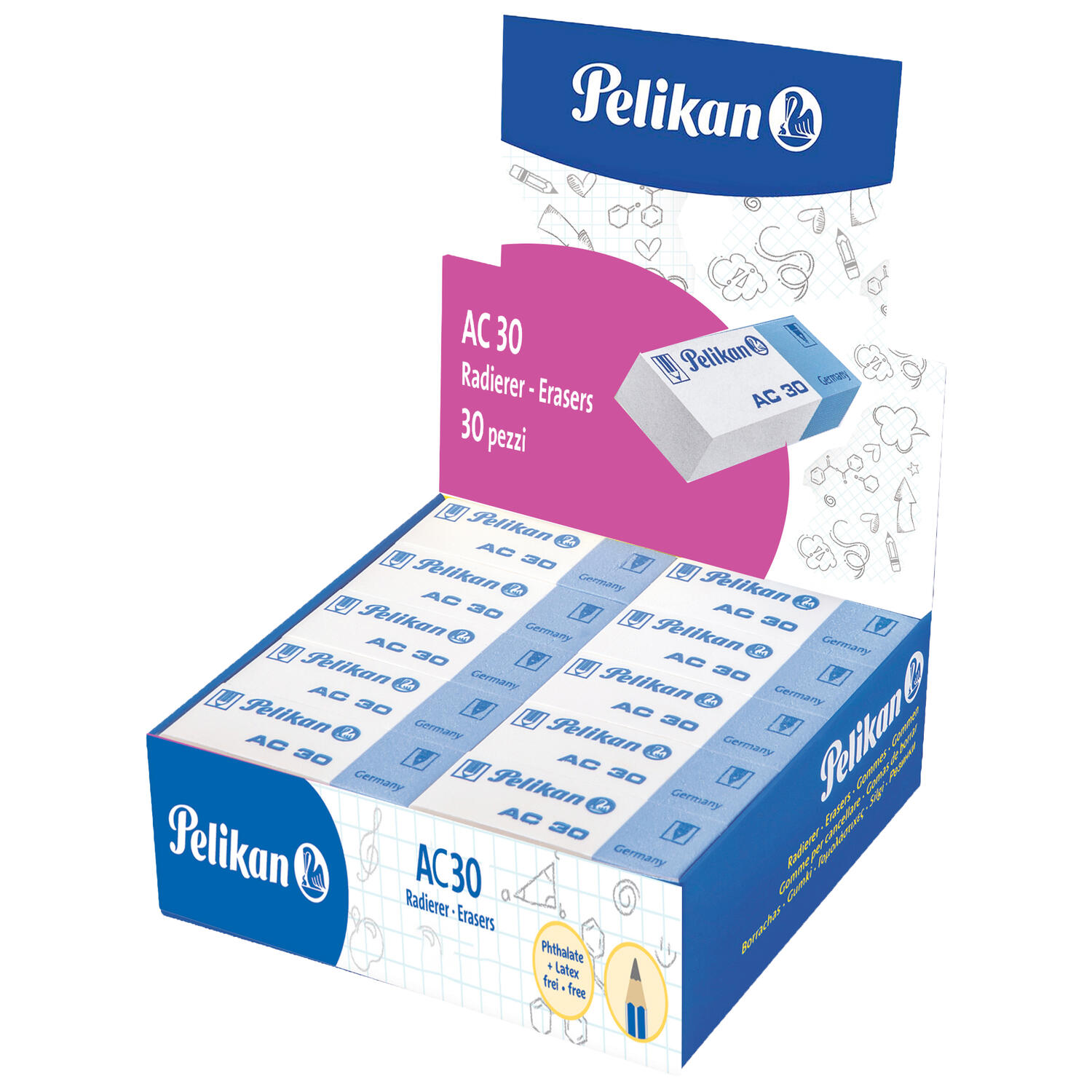 Gomma per Matita e Penna AC 30 PELIKAN - conf. 30 pz