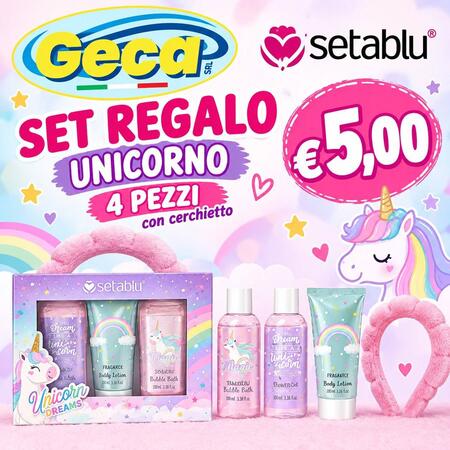 SETABLU SET REGALO UNICORNO 4 PEZZI