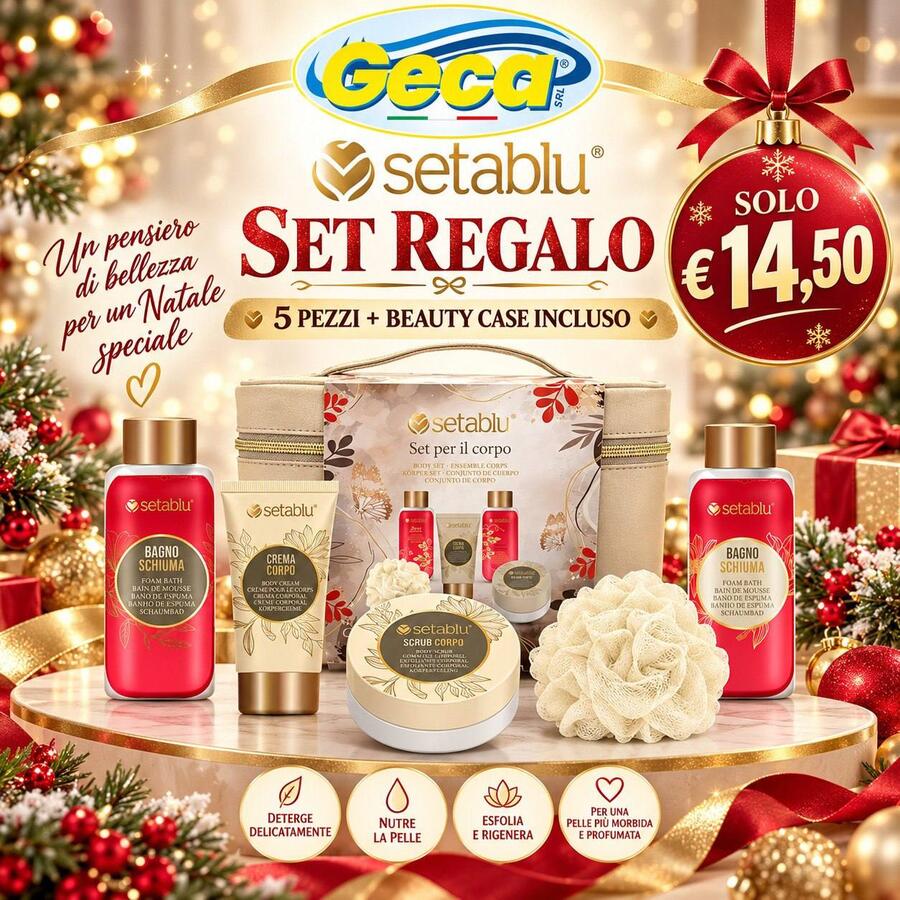 SETABLU SET REGALO 5 PEZZI CON BEAUTY CASE PANNA