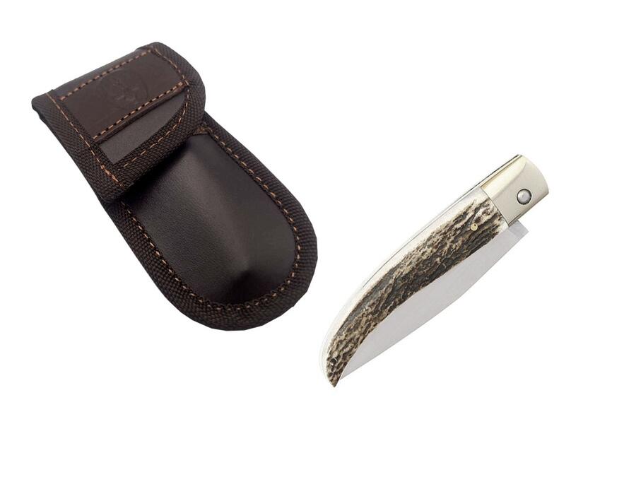 MUELA Folding Stag P-8VA – Coltello Pieghevole Con Manico in Corno di Cervo e Fodero