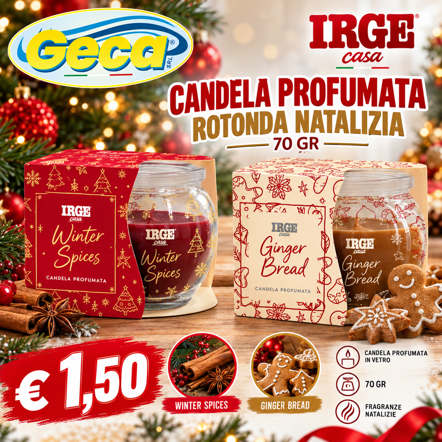 IRGE CANDELA PROFUMATA ROTONDA NATALIZIA 70 GR 