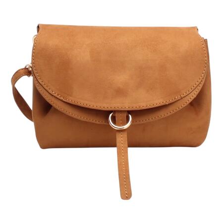 Borsa a tracolla minimalista con chiusura magnetica effetto scamosciato