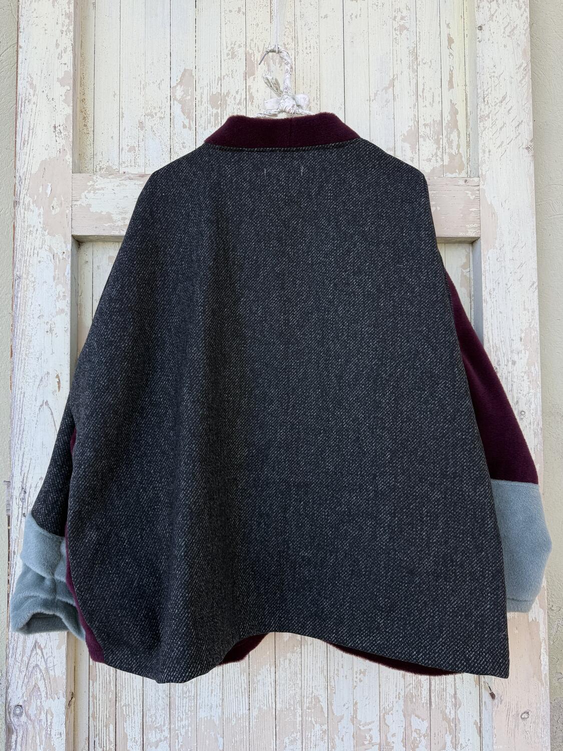 Giacca Kimono bordeaux e azzurro polvere 