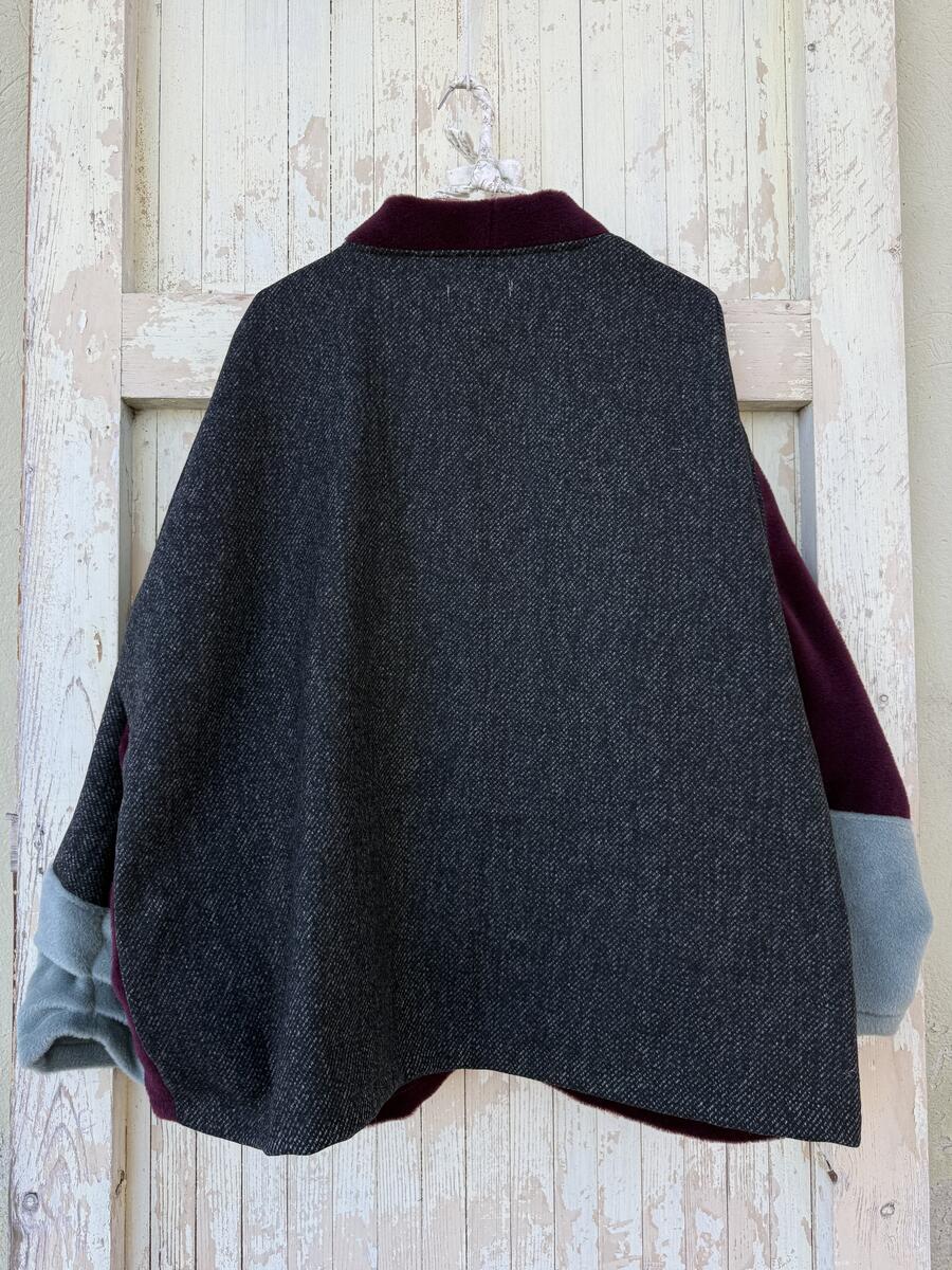 Giacca Kimono bordeaux e azzurro polvere 