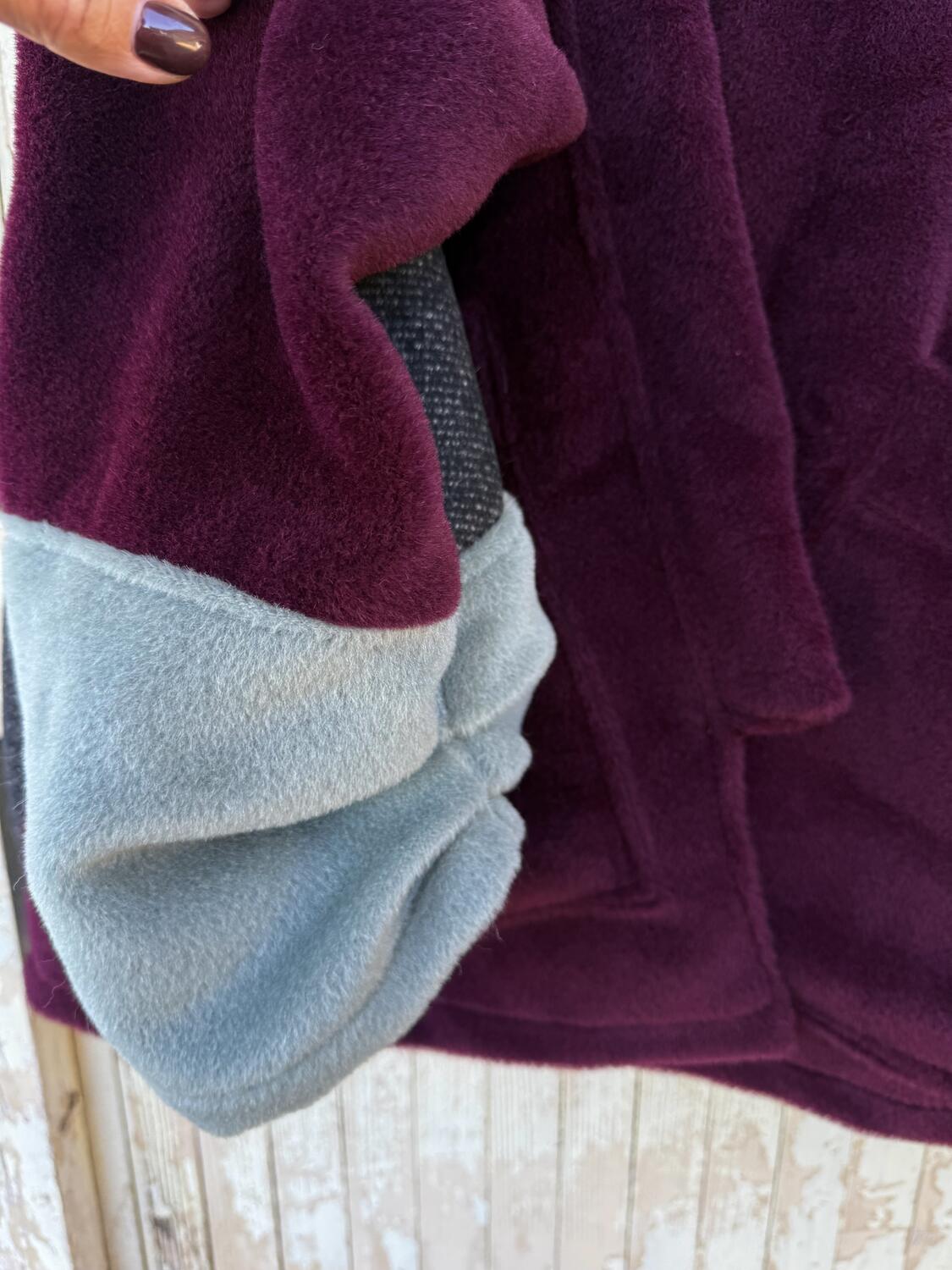 Giacca Kimono bordeaux e azzurro polvere 