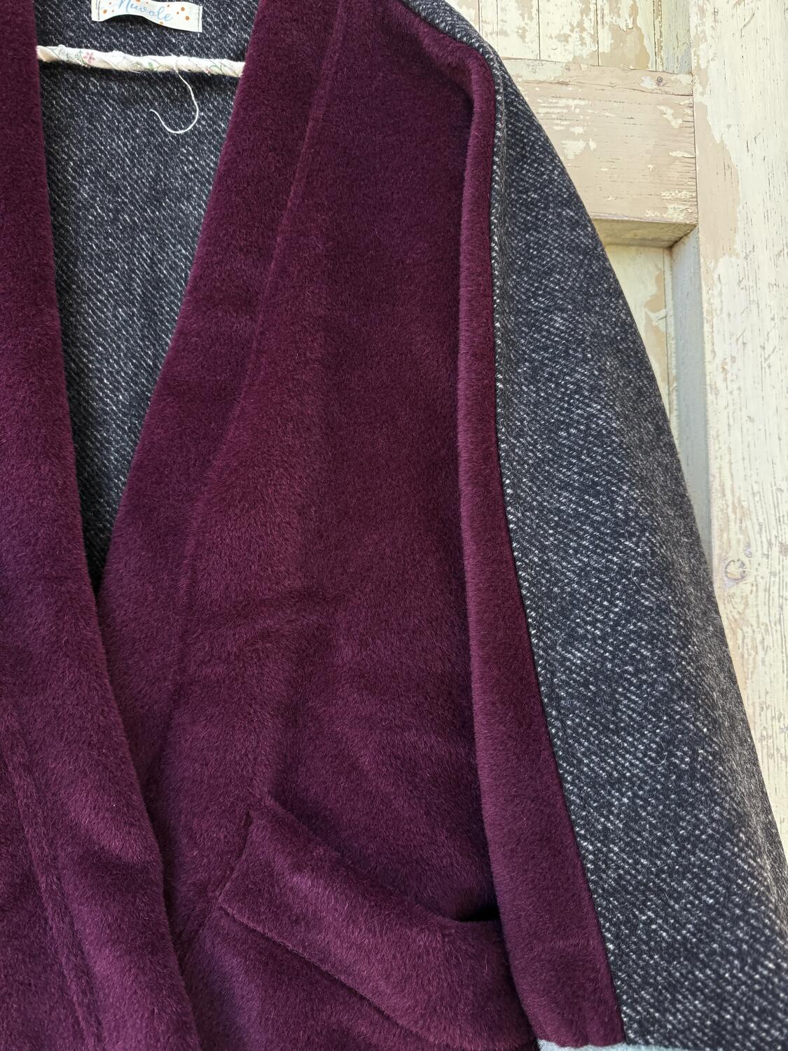Giacca Kimono bordeaux e azzurro polvere 