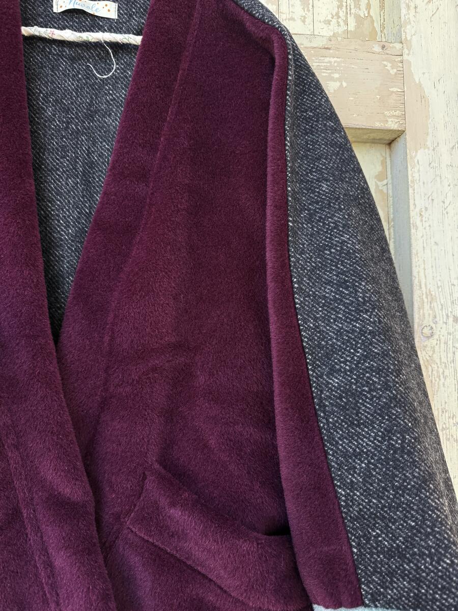 Giacca Kimono bordeaux e azzurro polvere 