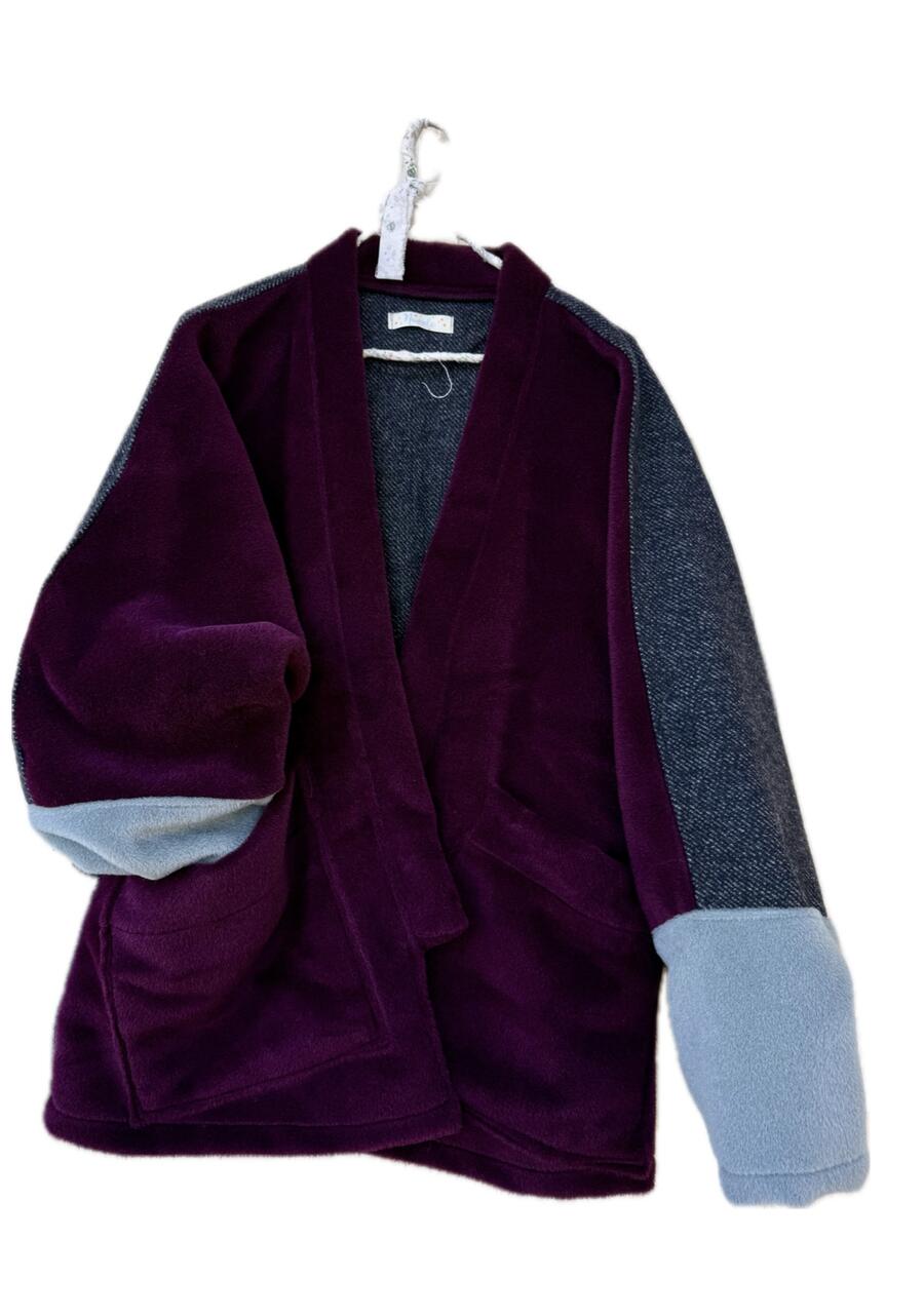 Giacca Kimono bordeaux e azzurro polvere 