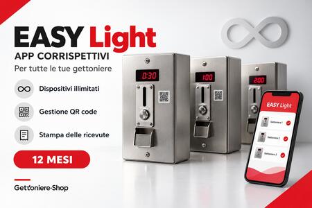 App corrispettivi EASY Light per gettoniere illimitate – Abbonamento 12 mesi