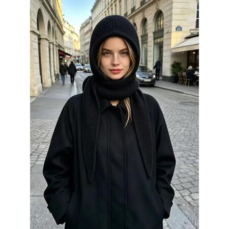 Cappello-Sciarpa 2 in 1 Maglia Morbida NERO