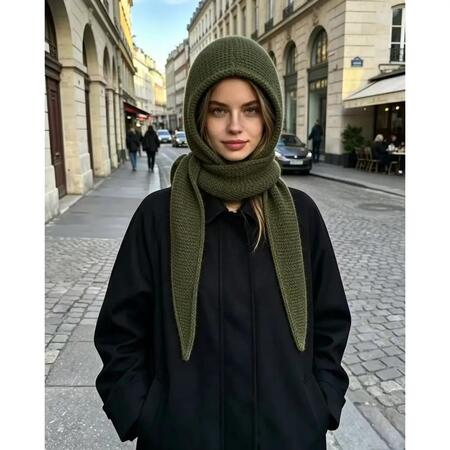 Cappello-Sciarpa 2 in 1 Maglia Morbida VERDE
