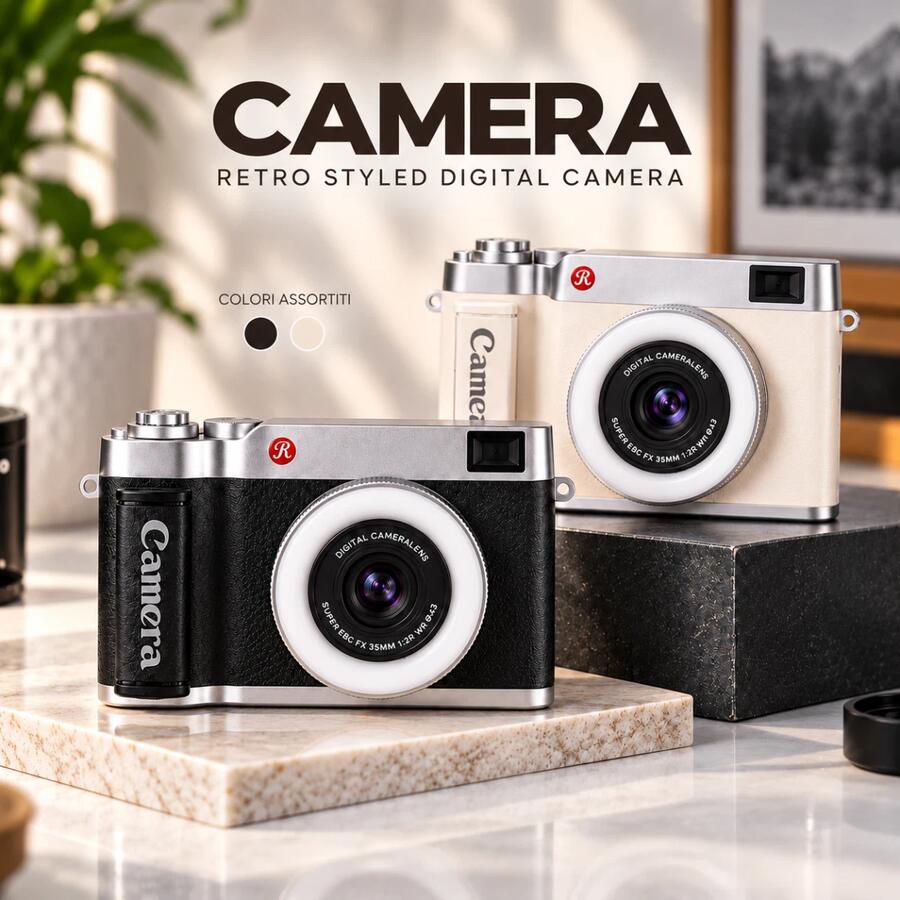 Fotocamera Digitale Vintage 48MP – Compatta Retrò Ideale per Viaggi