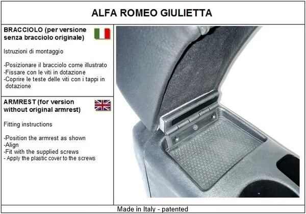 Adjustable armrest with storage for Alfa Romeo Giulietta