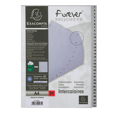 Separatore Intercalare in PP Riciclato f.to A4 col. Grigio EXACOMPTA