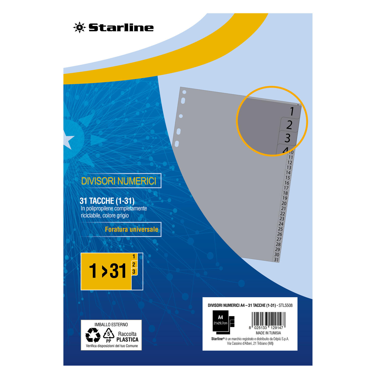Divisorio Intercalare in PP f.to A4 col. Grigio STARLINE