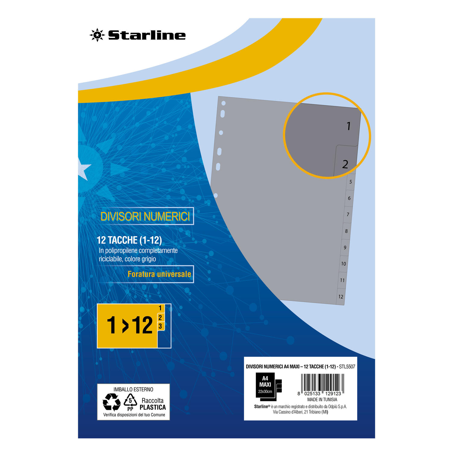 Divisorio Intercalare in PP f.to A4 MAXI col. Grigio STARLINE
