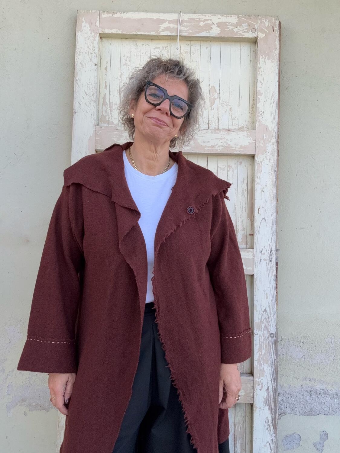 Giacca in pura lana mattone