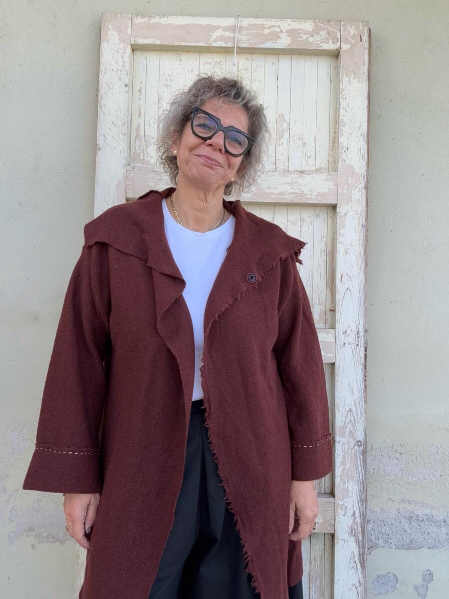 Giacca in pura lana mattone