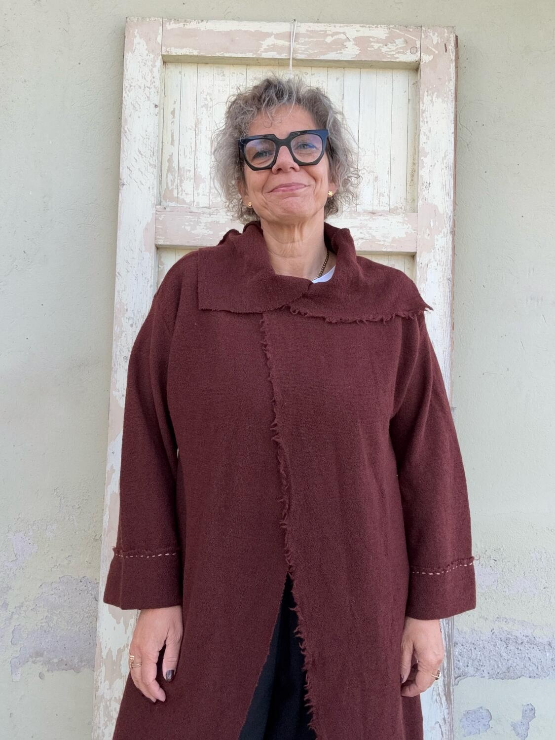 Giacca in pura lana mattone