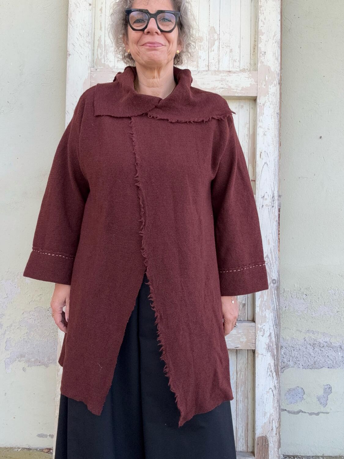 Giacca in pura lana mattone