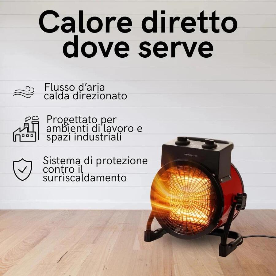 Stufa Elettrica portatile a 3 livelli di riscaldamento regolabile 2000W