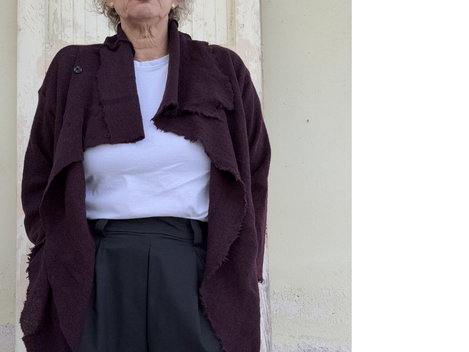 Giacca in pura lana viola melanzana