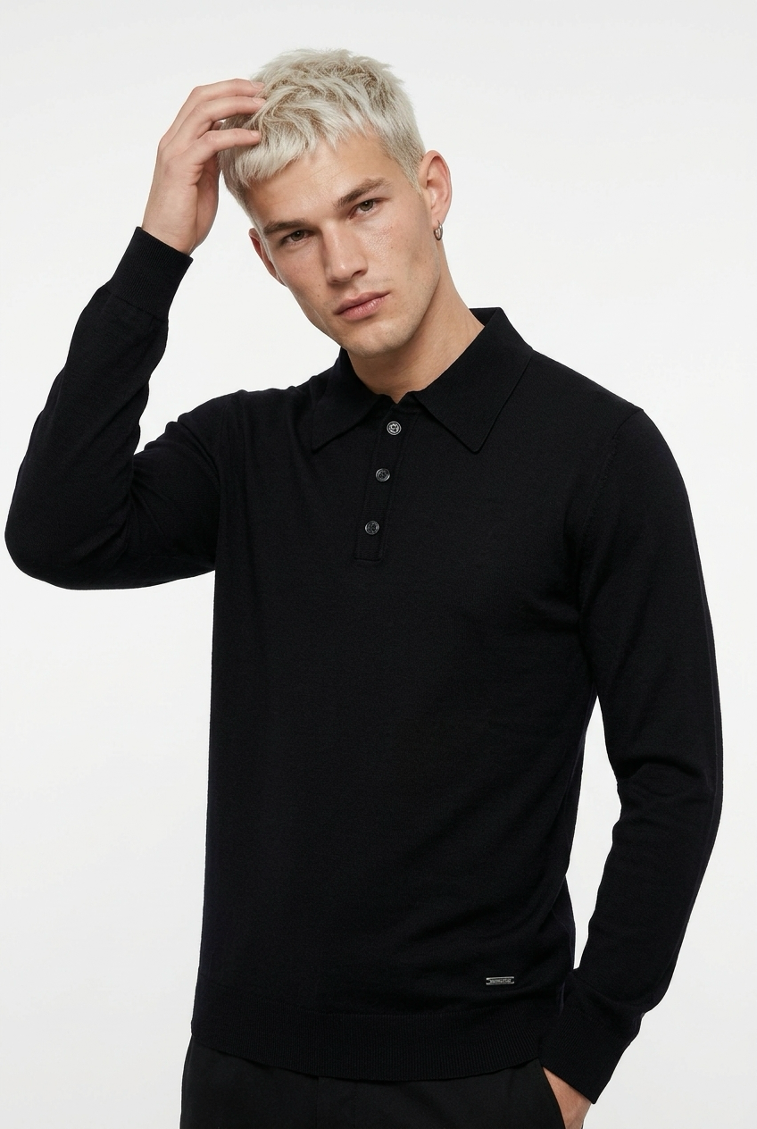 Gianni Lupo Polo manica Lunga Nero