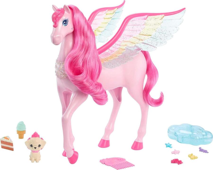 Barbie Mattel Fairytale Touch of Magic Pink Pegasus con cucciolo
