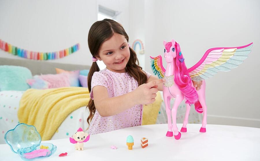 Barbie Mattel Fairytale Touch of Magic Pink Pegasus con cucciolo