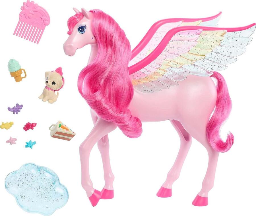 Barbie Mattel Fairytale Touch of Magic Pink Pegasus con cucciolo