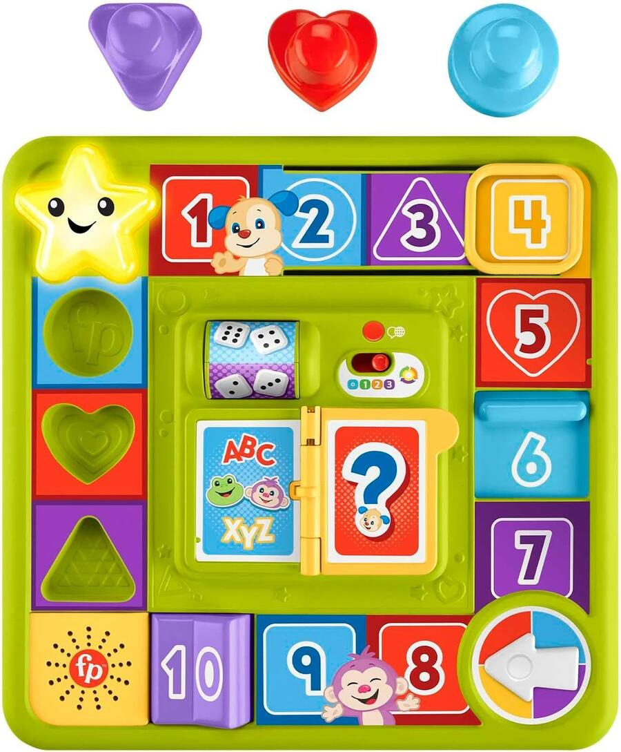 Fisher-Price - Pannello Interattivo di Cagnolino, versione multilingue, gioco sensoriale per neonati con luci e contenuti didattici Smart Stages, giocattolo per bambini, 9+ mesi