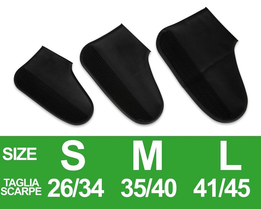COPPIA DI COPRISCARPE IN SILICONE WATERPROOF RESISTENTI ALL'ACQUA ANTISCIVOLO RIUTILIZZABILI