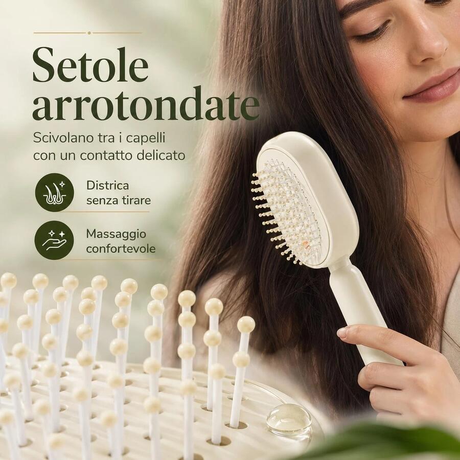 SPAZZOLA MASSAGGIANTE E LISCIANTE PER CAPELLI A VAPORE PORTATILE E RICARICABILE SENZA FILI