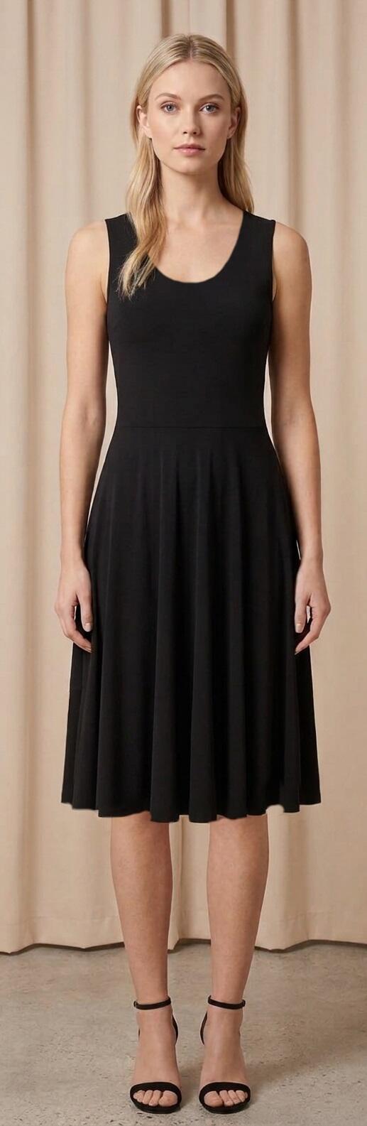 4-0175 Sleeveless flared dance dress in stretchy technical jersey fabric