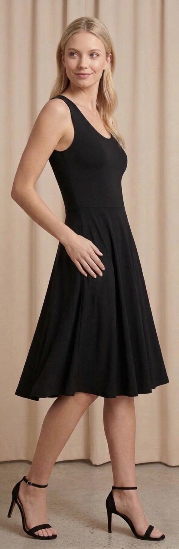 4-0175 Sleeveless flared dance dress in stretchy technical jersey fabric