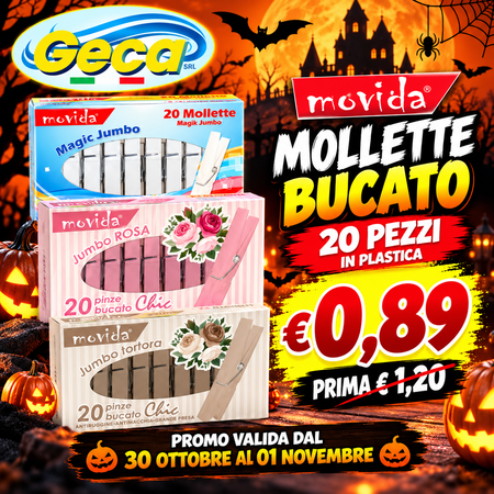 MOVIDA MOLLETTE BUCATO 20 PEZZI IN PLASTICA (Confezione da 36 pezzi) 