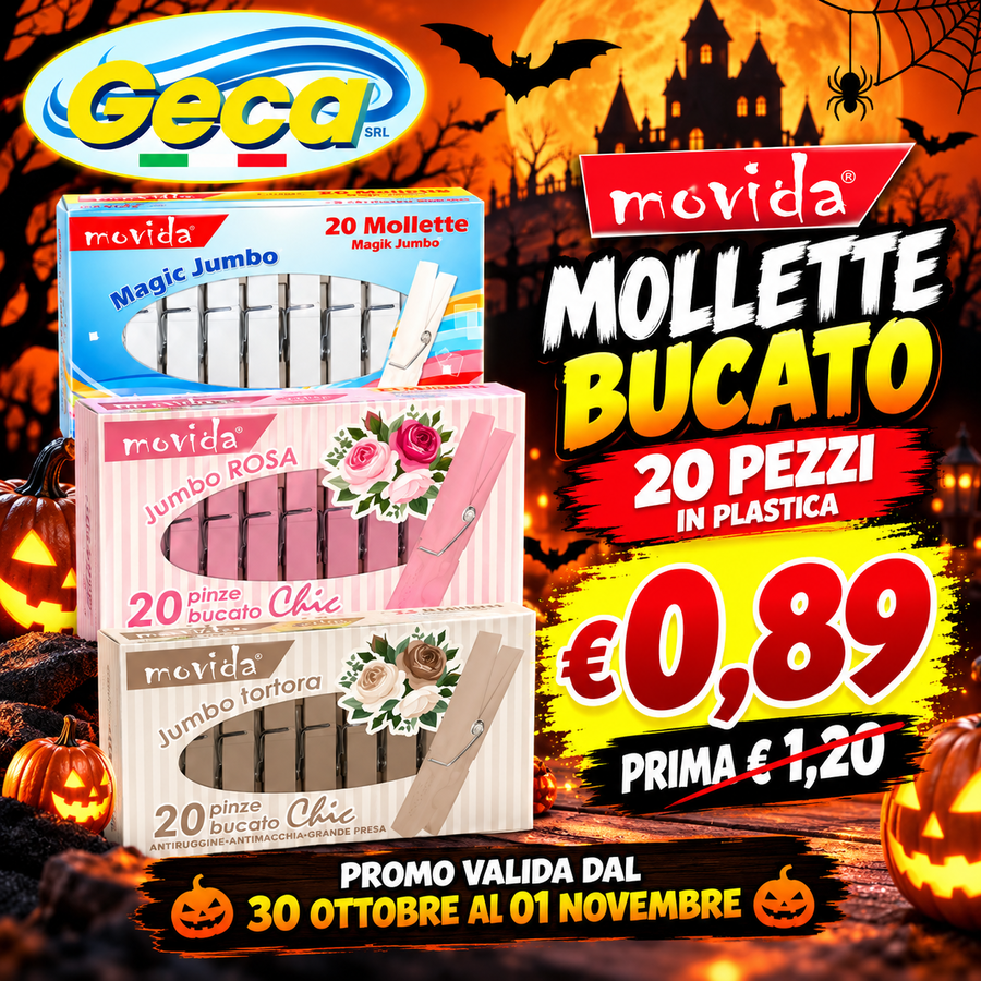 MOVIDA MOLLETTE BUCATO 20 PEZZI IN PLASTICA (Confezione da 36 pezzi) 