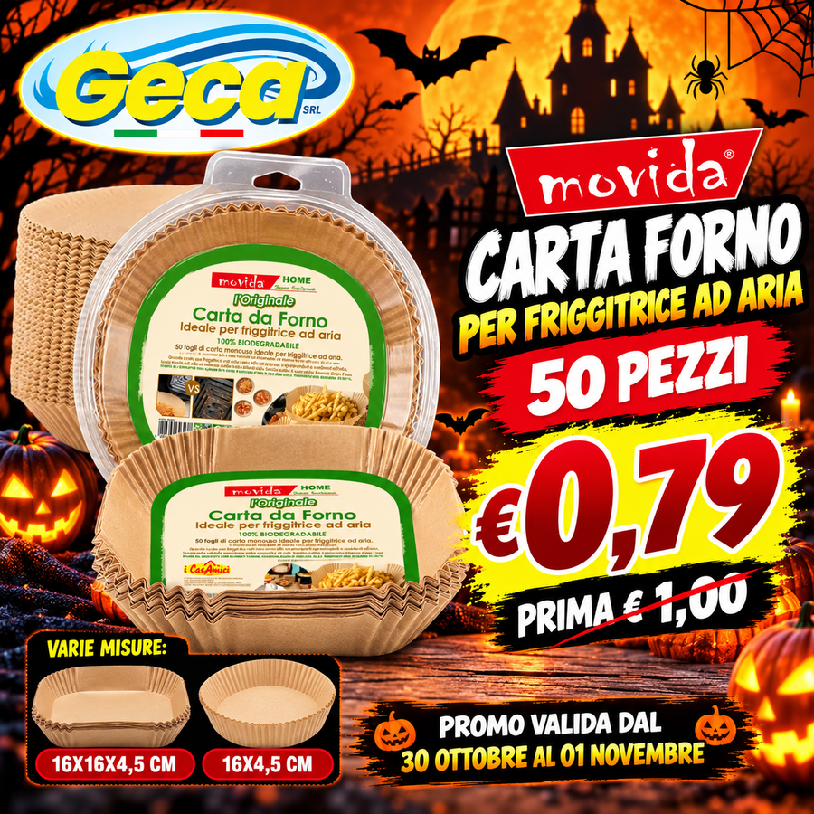 MOVIDA CARTA FORNO PER FRIGGITRICE AD ARIA 50 PEZZI (Confezione da 36 pezzi) 