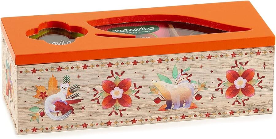 Neavita Cofanetto "Tisana Collection" In Legno Arancione 3 Scomparti 15 Bustine
