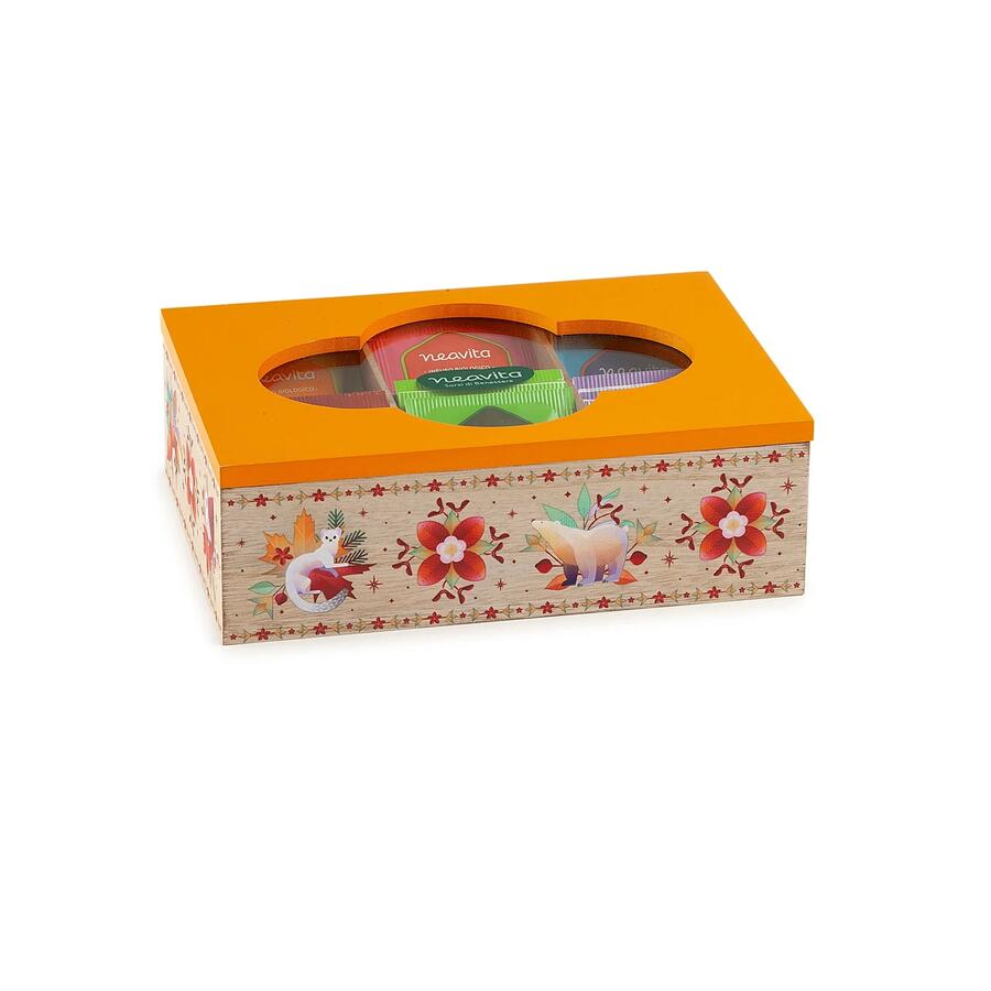Neavita Cofanetto "Tisana Collection" In Legno Arancione 6 Scomparti 30 Bustine