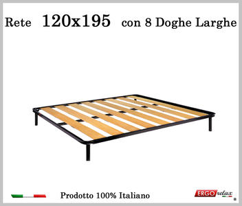 Rete a 8 doghe larghe in faggio da Cm 120x195 cm. 100% Made in Italy