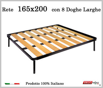 Rete a 8 doghe larghe in faggio da Cm 165x200 cm. 100% Made in Italy