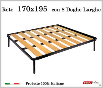 Rete a 8 doghe larghe in faggio da Cm 170x195 cm. 100% Made in Italy