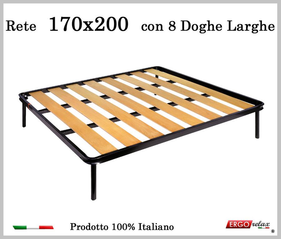Rete a 8 doghe larghe in faggio da Cm 170x200 cm. 100% Made in Italy