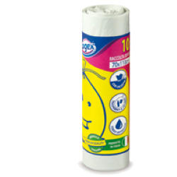 10 SACCHI IMMONDIZIA 70X110CM 120LT HD 16µ BIANCHI LOGEX