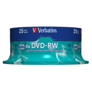 CONFEZIONE DA 25 DVD-RW SPINDLE 4X 4.7GB SUPERF.MATT SILVER SERIGRAFATA