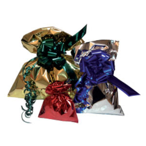 50 BUSTE REGALO IN PPL METAL LUCIDO 25x40cm ARGENTO senza patella adesiva