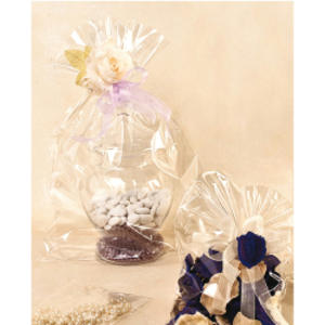 100 BUSTE TRASPARENTI CRYSTAL 14x34+8cm c/fondo quadro