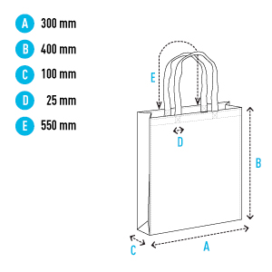 Borsa in TNT bianco 30x40+10cm.